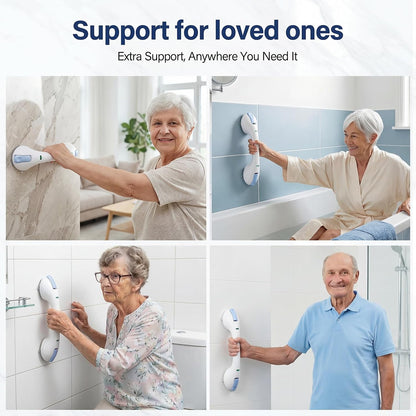 Suction Grab Bar 17.5", No Drill Removable, Shower Safety for Seniors